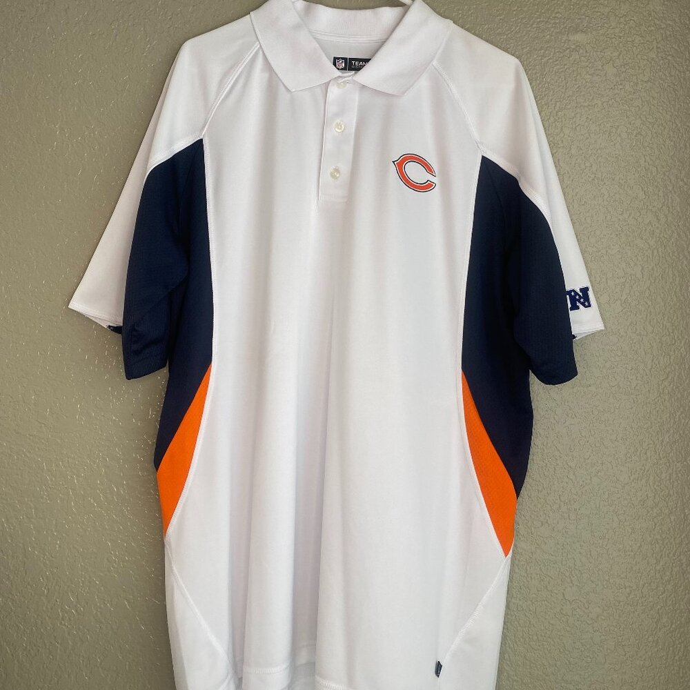 Mens NFL Team Apparel Chicago Bears Logo Football Polo Shirt Sz XXL Short Sleeve